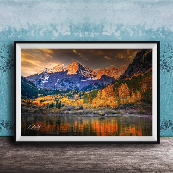 Maroon Bells Wall Art - Sunrise Glow - Canvas for wholesale by Clifton Haley Photography