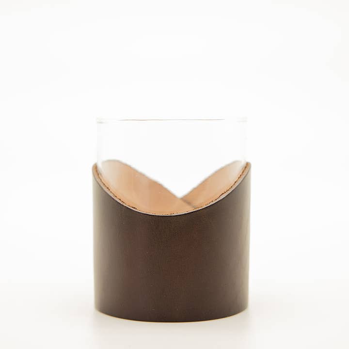 Lindy Leather - Wholesale Cocktail/Liquor Glass - Leather Rocks Glass - Plain