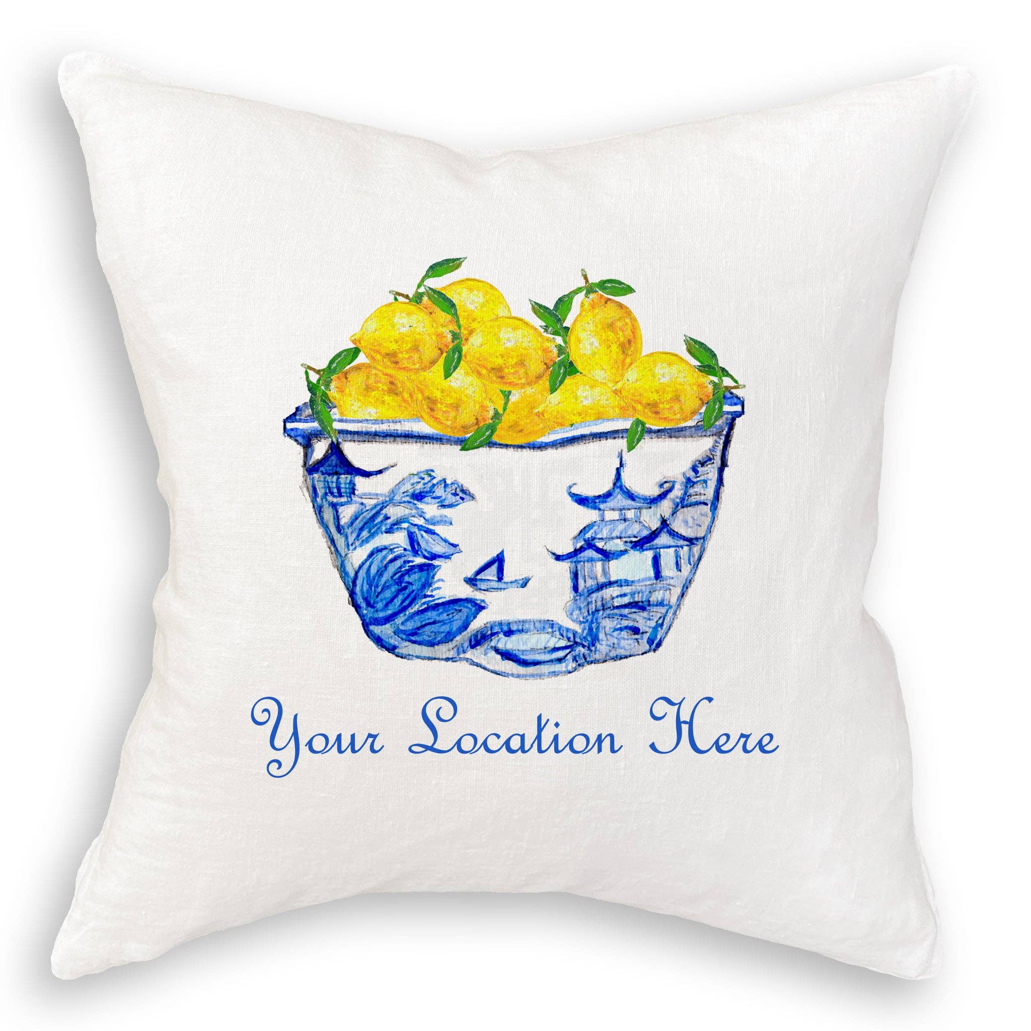 French Graffiti - Wholesale Tea Towel - Blue & White Bowl with Lemons and Location11