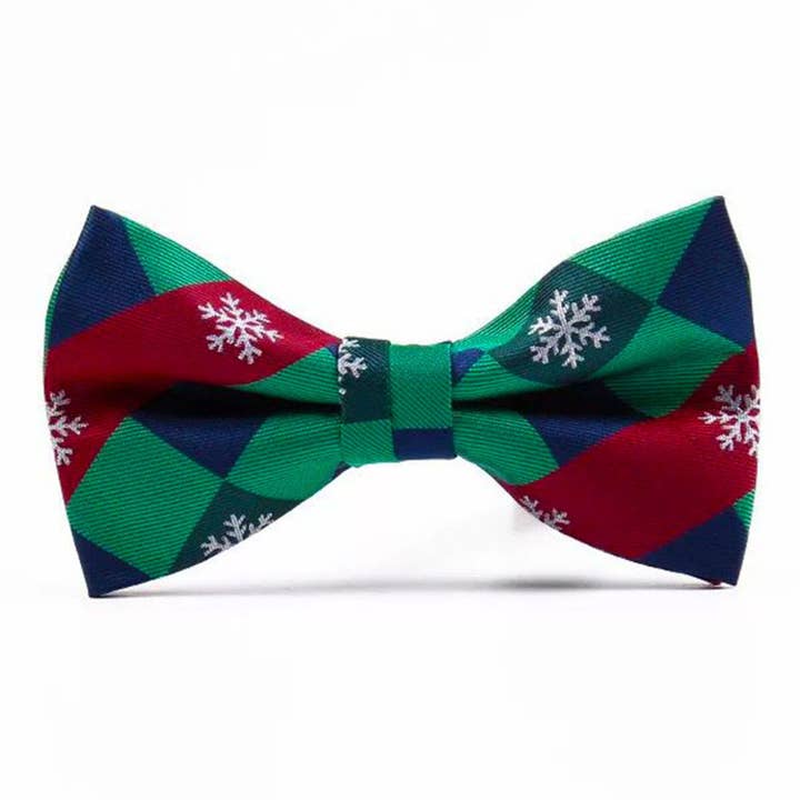 Bowtie "Checkered With Snowflakes" for wholesale by Snazzy Santa