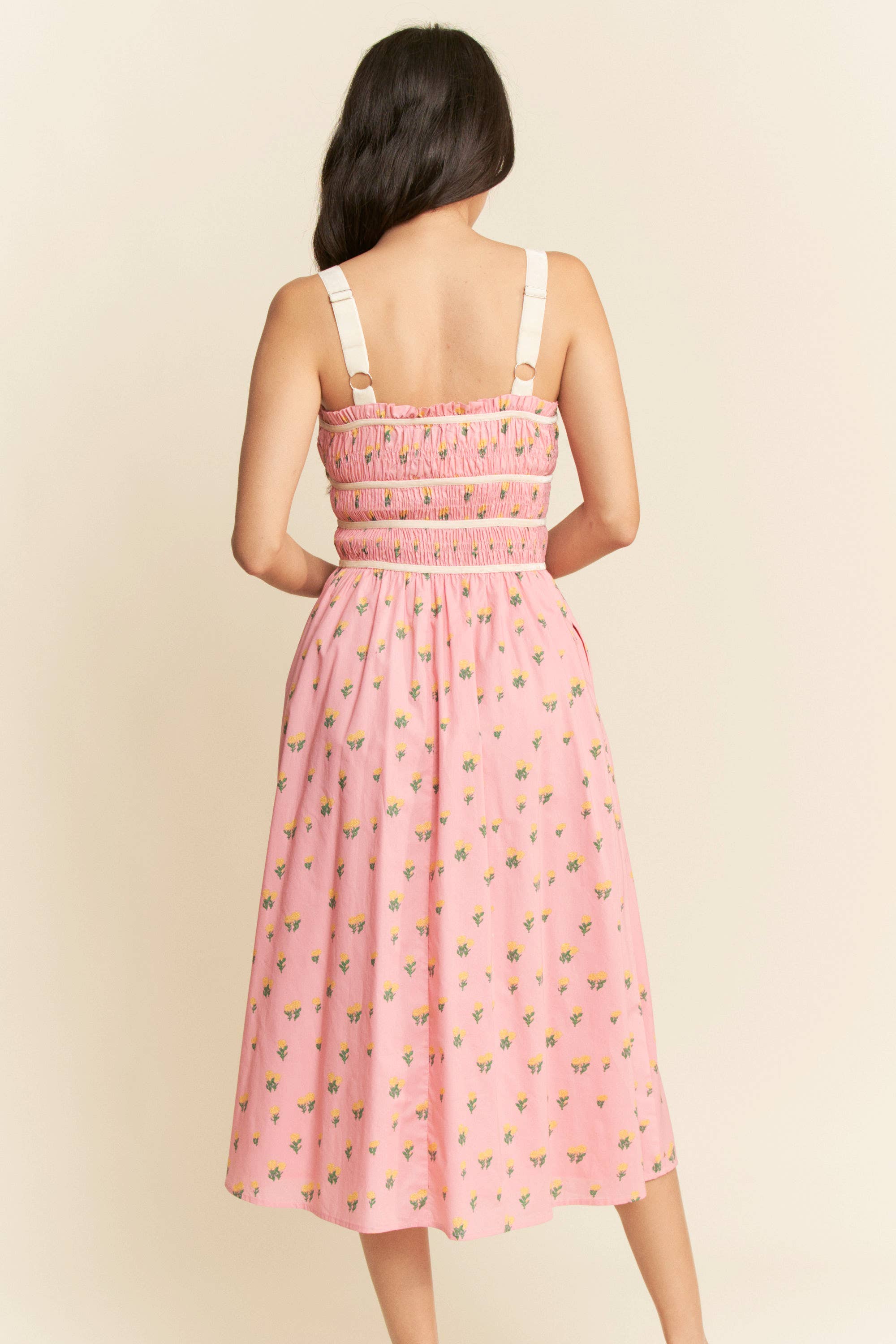 Davi & Dani - Vente Robe – femme - ROBE MIDI EN VELOURS À SMOCKING AVEC PLUS DE CONTRASTE5