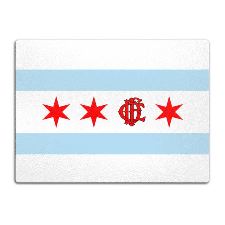 Chicago FD/EMT Flag Glass Cutting Board for wholesale by Chicago Flag Store