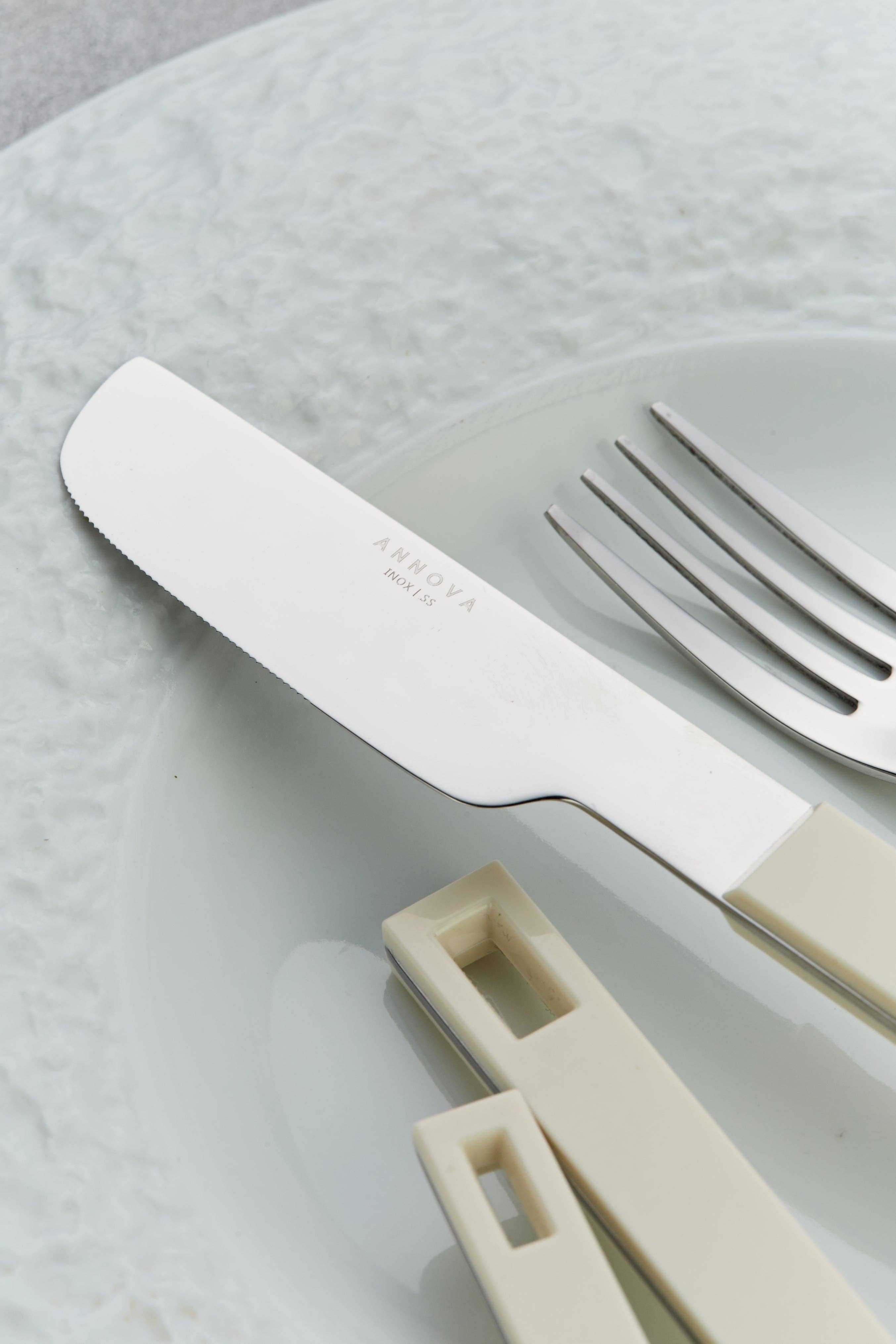 ANNOVA - Wholesale Flatware Set - ANNOVA Block Handle Silverware Set 20 Pieces Color Modern Style Flatware22