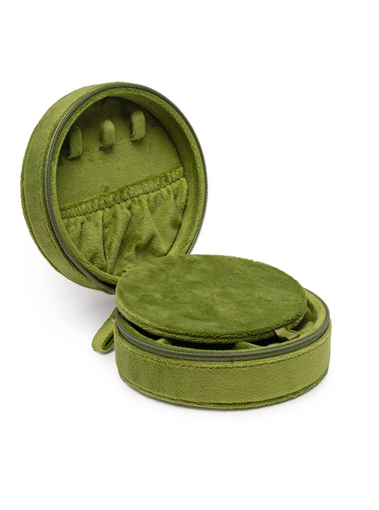 Living Royal - Wholesale Travel Container - Velvet Jewelry Zip Case / Travel Organizer - Martini - Olive2