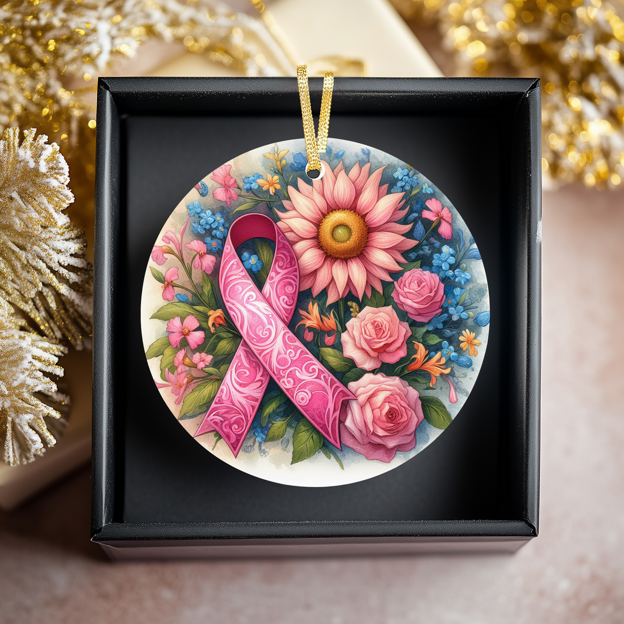 Fernville Creations - Wholesale Ornament - Breast Cancer Awareness Ceramic Keepsake Ornament7