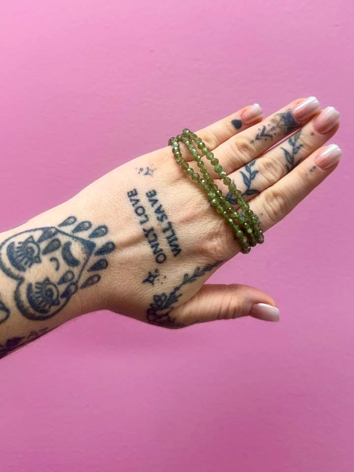 Natural Moss Aquamarine Faceted Bracelet 4mm for wholesale by Luxury House of Crystals