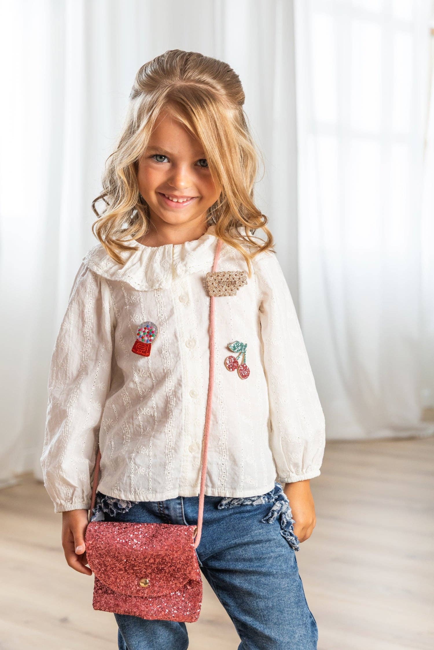 Luciole et Petit Pois - Wholesale Crossbody Bag - Kids - Handbag - Raspberry Glitter3