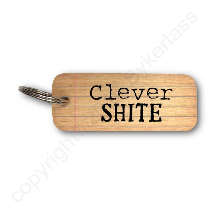 Clever Shite Rustic Wooden Keyring Exam Results - 6 Pack for wholesale by Wotmalike