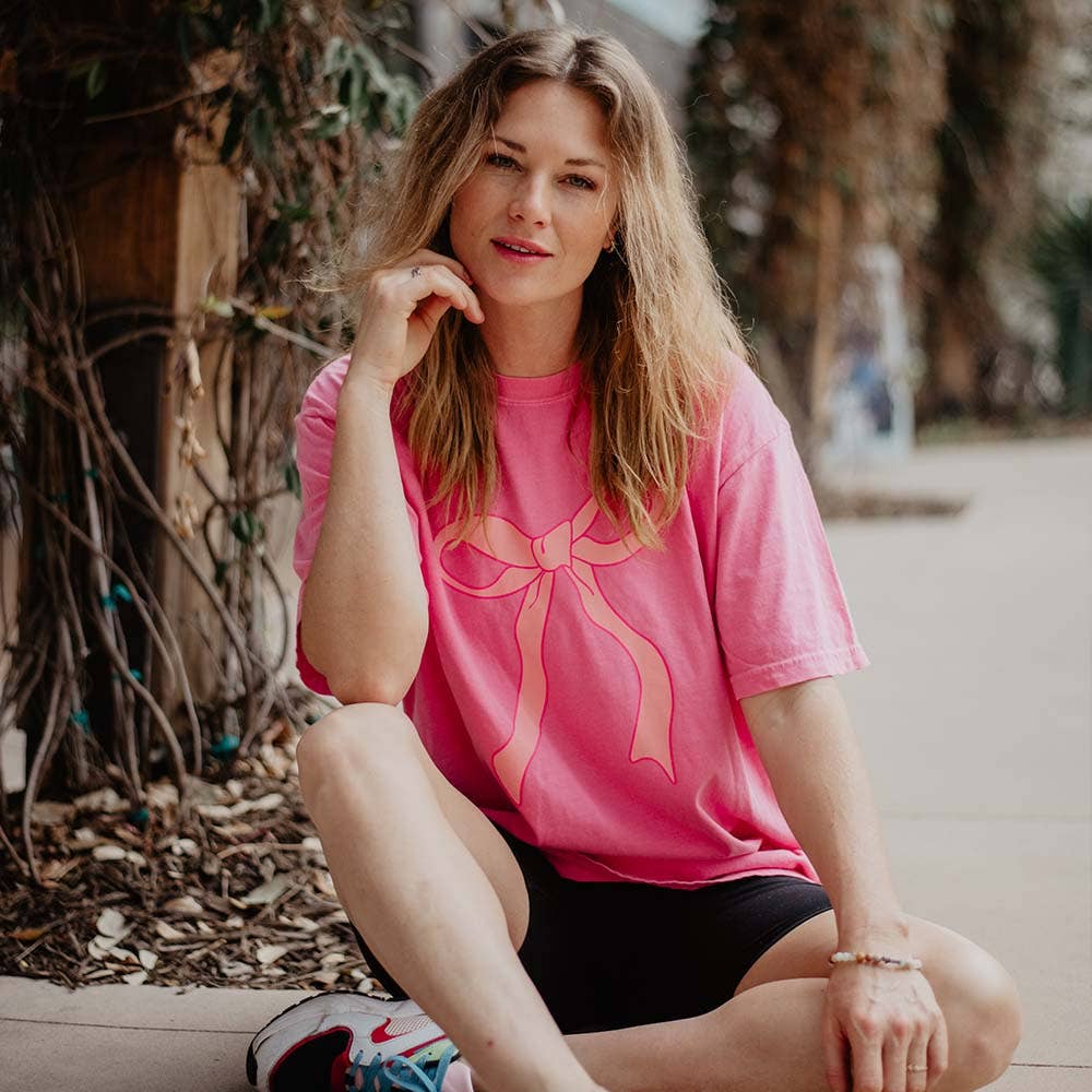 Katydid - Wholesale Screen Printed T-Shirt - Women's - Pink Bow Wholesale Women's T-shirt0
