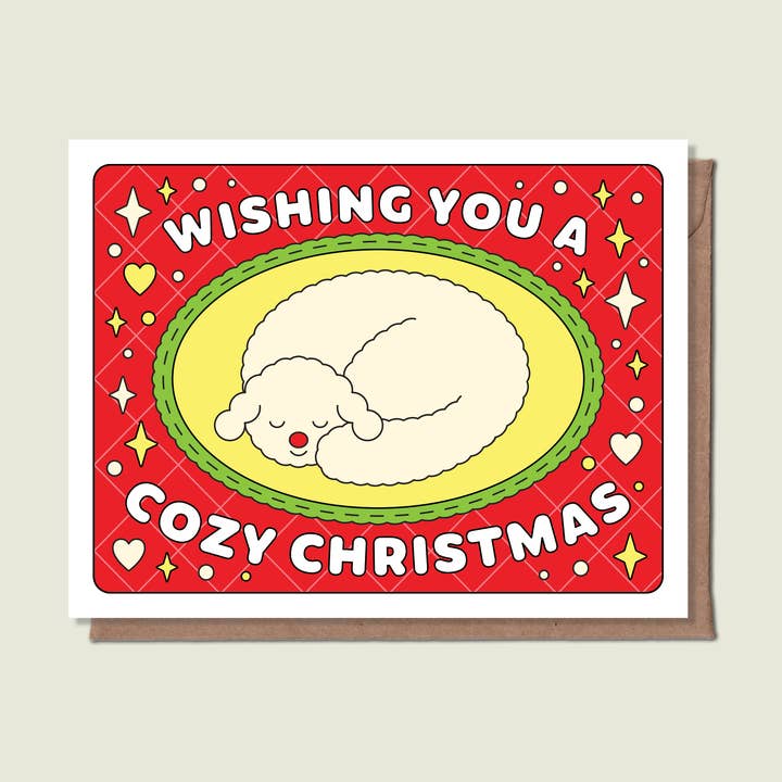 Wishing You A Cozy Christmas Greeting Card for wholesale by Épée Lapin Studio