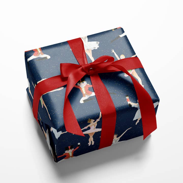 Oh So Chic Designs - Wholesale Wrapping Paper Roll - Nutcracker Ballet NAVY Wrapping Paper1