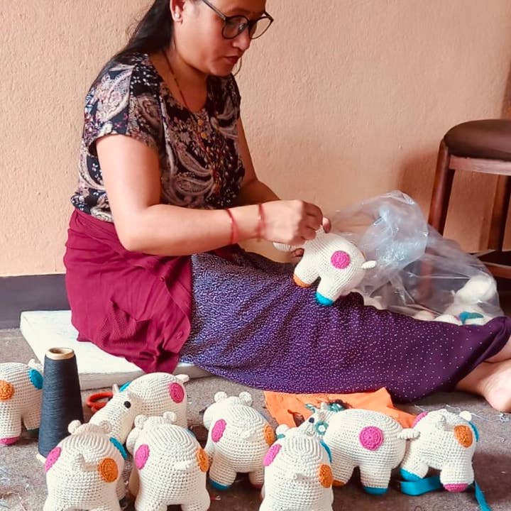 Luna-Leena - handmade in Nepal - Wholesale Stuffed/Plush Toy - Kids & Baby - decoration hippo Gloria dots - hand crochet organic cotton3