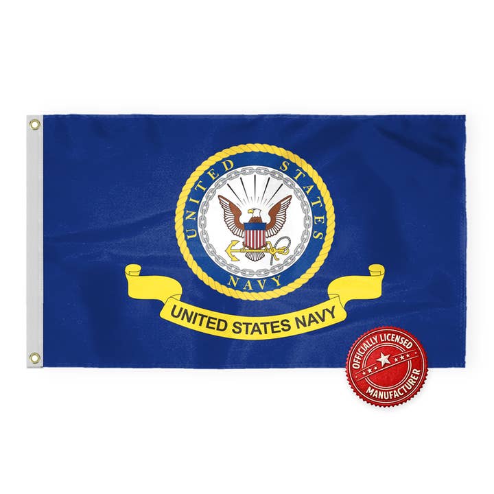 Bandera de la Marina de los Estados Unidos AGAS 3x5 pies - Doble Cara 200D Nylon para venta al por mayor de AGAS MFG INC