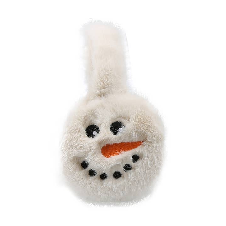 SNOWMAN Faux Fur Embroidered Earmuffs for wholesale on Faire1