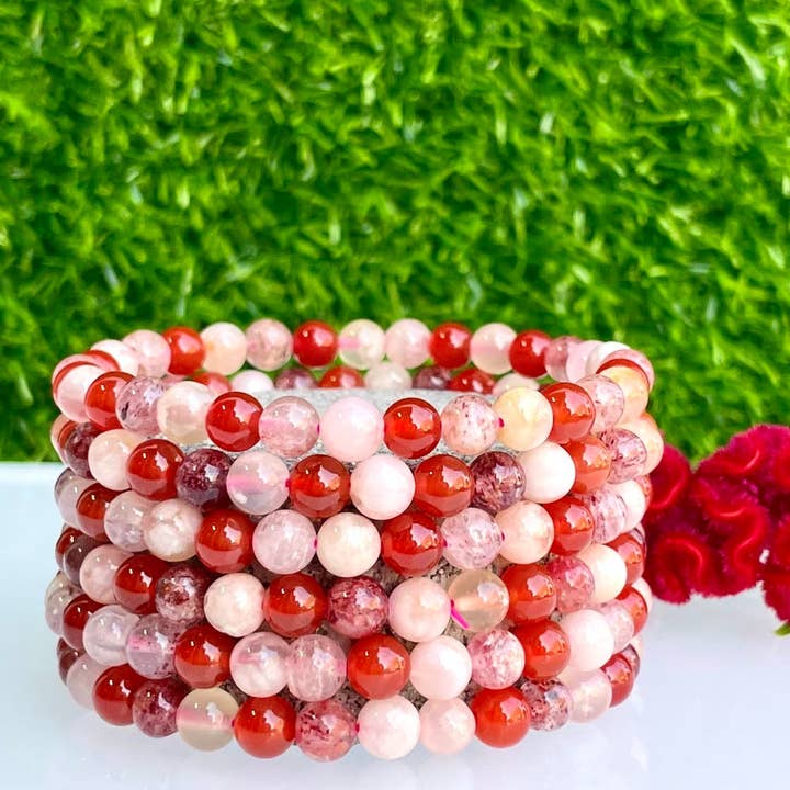 KayleeNYC - Vente Bracelet de perles - Lot de 6 bracelets extensibles en cristal naturel 6 mm, 19 cm, pour guérison