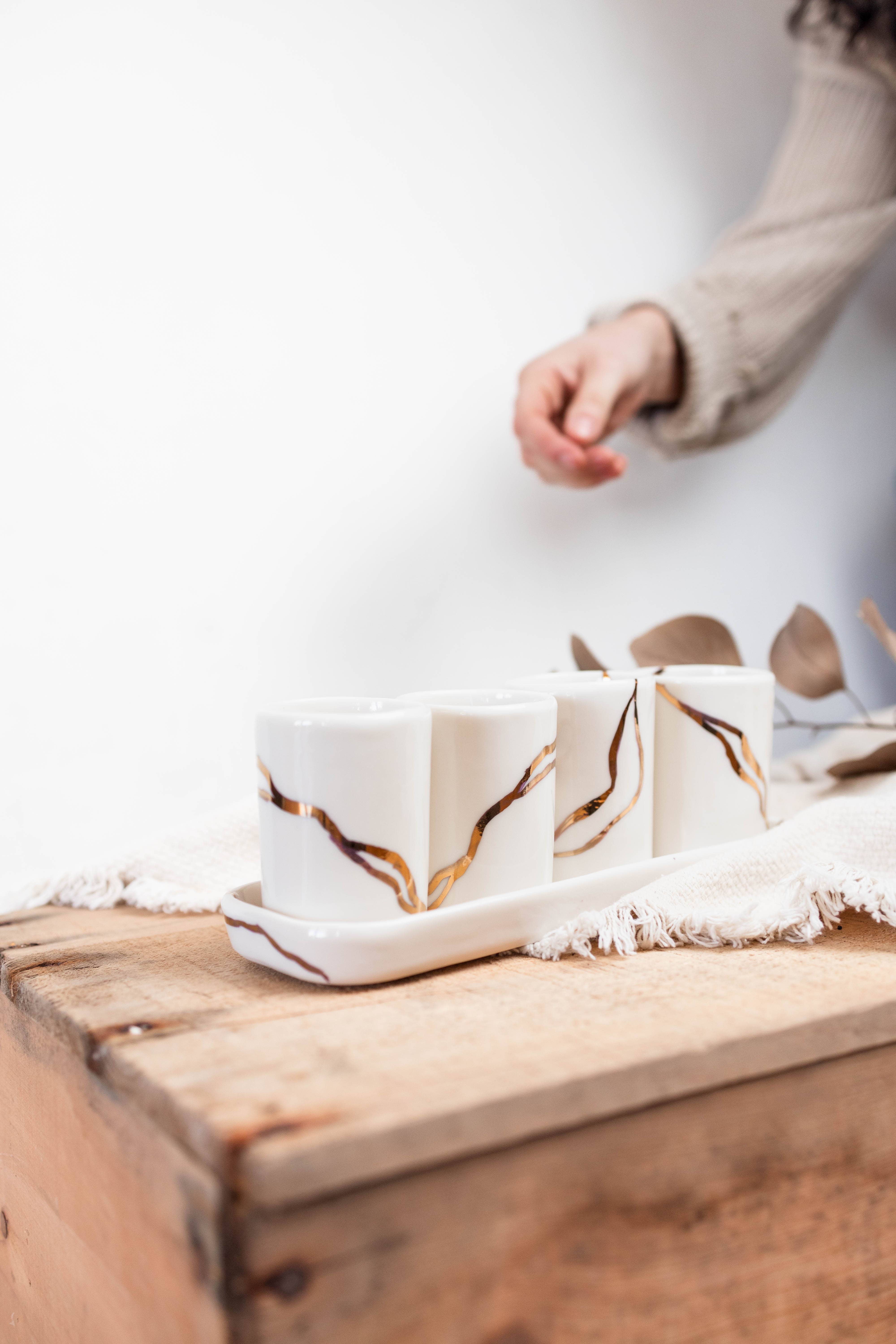 Niik Creative Co. - Wholesale Theekopje - Gold River whisky/espressoset handgemaakt porselein10