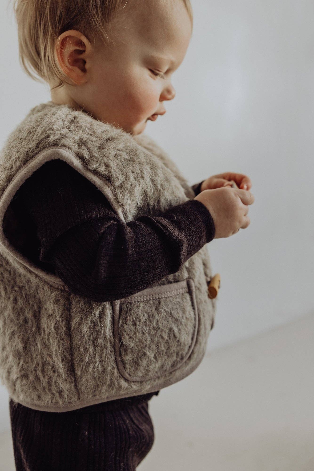 Finch & Fable - Wholesale Outerwear Vest - Kids - Wool Sherpa Vest - Sand2