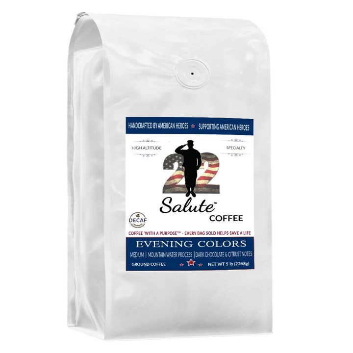 22 Salute Coffee 'With a Purpose' Evening Colors Decaf for wholesale by 22 Salute Coffee