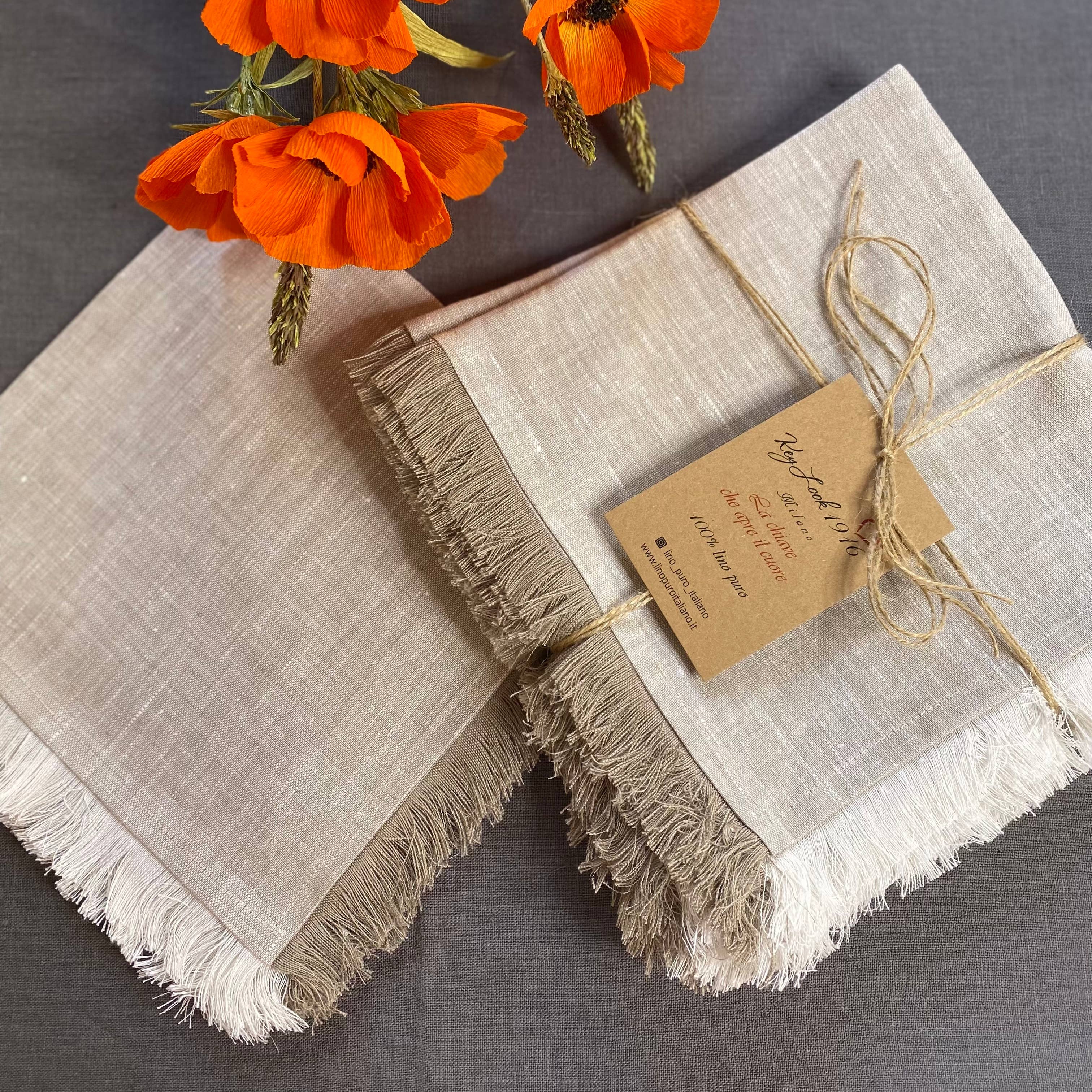 KEY LOOK1916 MILANO - Wholesale Dinner & Cloth Napkin - Linen napkins with fringes4