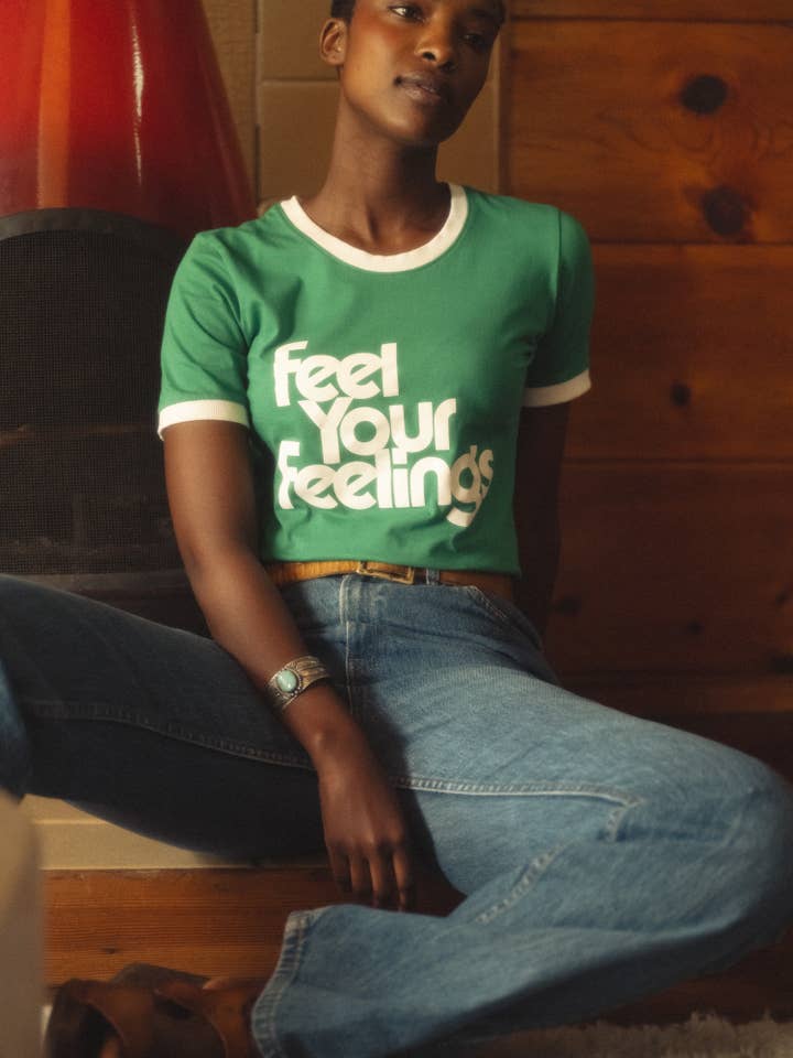 The Bee & The Fox - Wholesale T-Shirt (Graphic) - Women's - Feel Your Feelings (green) | Ringer Graphic T-shirt