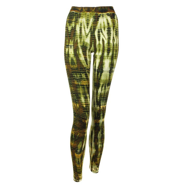 Leggings - Batik - Bamboo - green-yellow-green for wholesale by Tribal Trade GmbH