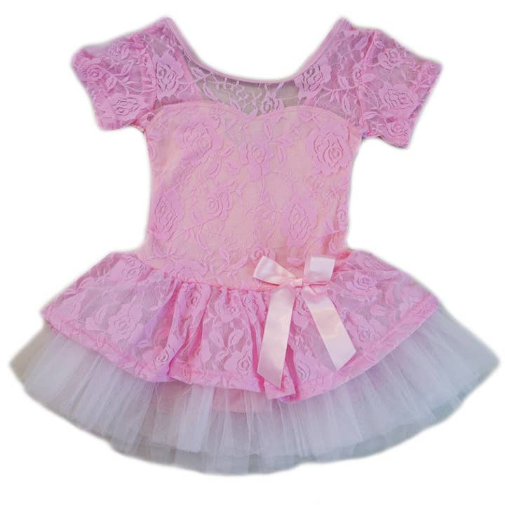 Pink Lace Short Sleeve Ballet Dress for wholesale by Wenchoice