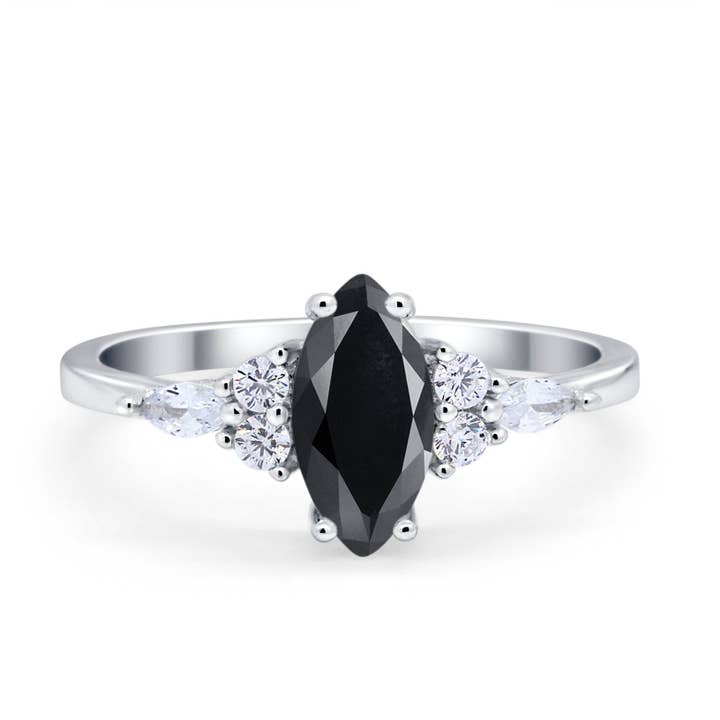 Vintage Style Marquise Simulated Black CZ Wedding Ring for wholesale by Blue Apple Imports
