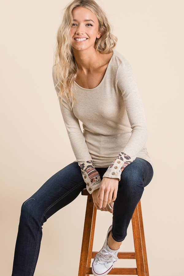 lovely melody - Wholesale T-Shirt - Women's - 8023-LONG SLEEVE T-SHIRT WITH CUFF DETAIL28