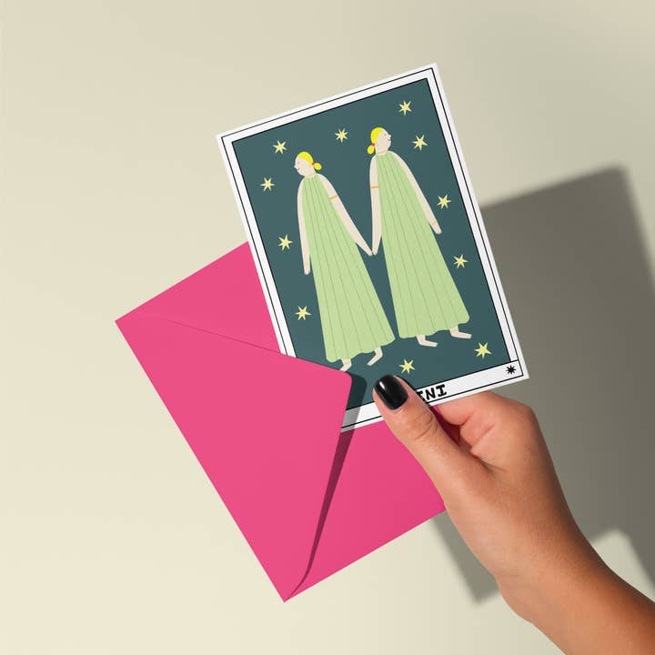 Little Black Cat Illustrated Goods - Wholesale Birthday Card - Tarot Gemini Birthday Card | Horoscope | Zodiac Birthday