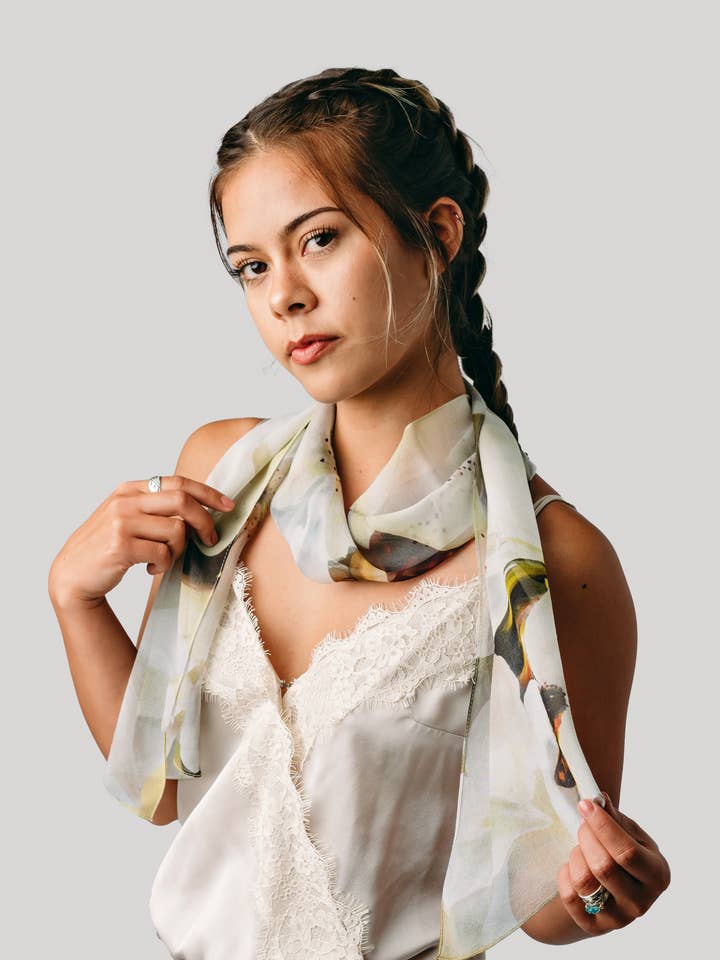 Beige Silk Scarf - Sheer Scarf for wholesale by Silk Squirrel