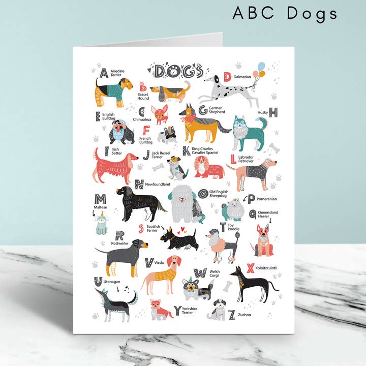 ABC Hunde Note Card for engroshandel hos Cyndi and Sofi Designs