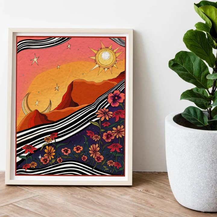 Donde la tierra se encuentra con el espacio crecen las flores para venta al por mayor de Danielle's Illustrations @danigdoodle