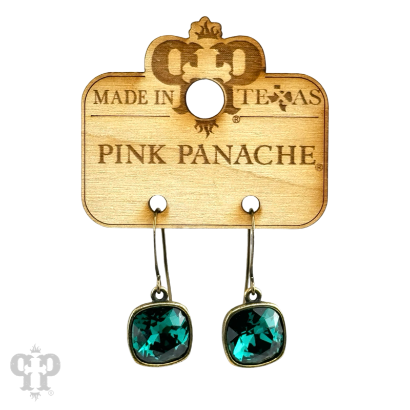 Pink Panache Brands - Wholesale Dangle Earrings - Austrian square crystal hook earring, 12mm26