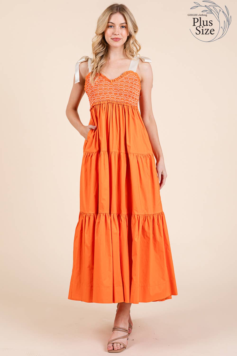 GeeGee x Lovelo - Vendita all'ingrosso Vestito - Donna - Abito midi plissettato a balze taglie comode, MD51552PL21