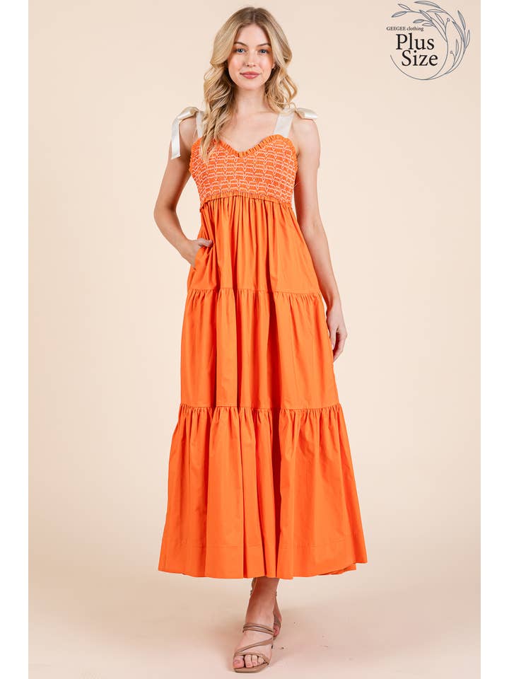 GeeGee x Lovelo - Vendita all'ingrosso Vestito - Donna - Abito midi plissettato a balze taglie comode, MD51552PL21