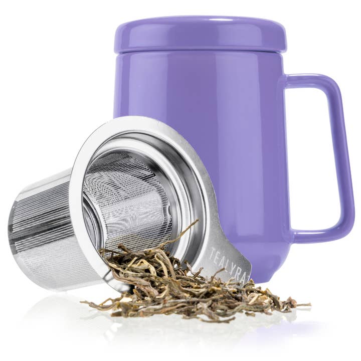TEALYRA / LUXBE - Wholesale Coffee Mug - Peak Porcelain Mug With Infuser 19oz, Purple Matte Finish