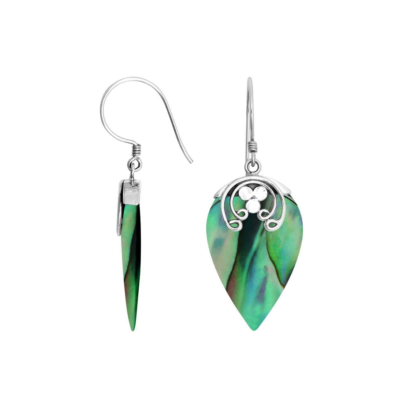 Sterling Silver Trillion Shape Earring with Shell