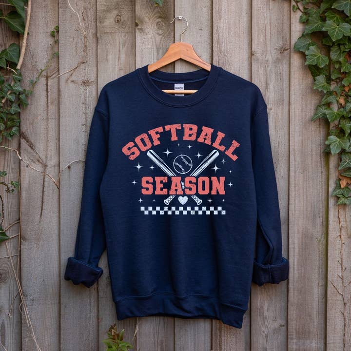 Custom Softball Season Sweatshirt With Editable Font Color for wholesale by La Bella Rose Boutique