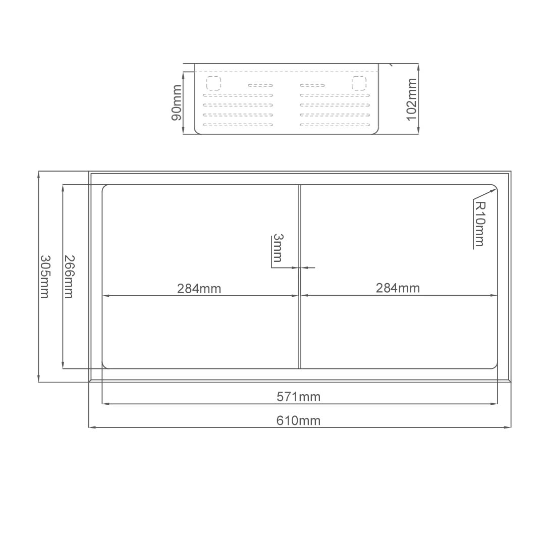 Stilform Handels GmbH - Wholesale Wall Mounted Shelf - Stilform wall niche stainless steel matt black in 60x30 with subdivision1