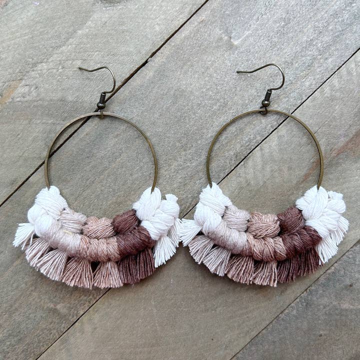 Large Multicolored Fringe - Neutrals for wholesale by HK Macrame Jewelry