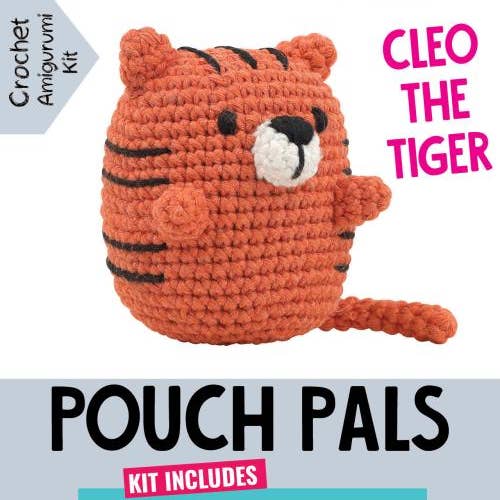 Creative World of Crafts – Engroshandel DIY-sysæt – Knitty Critters - Pouch Pals - Cleo The Tiger hæklesæt