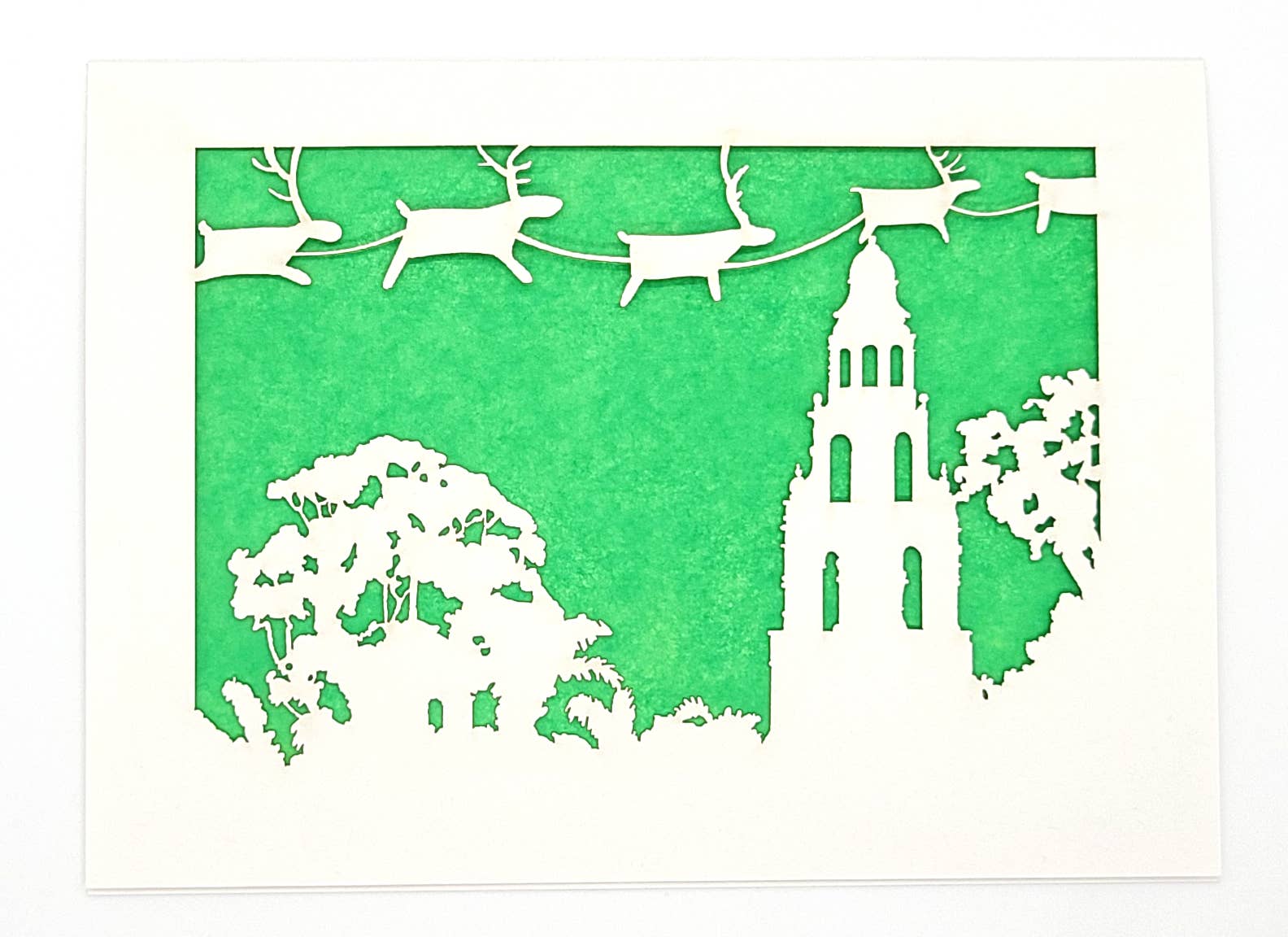 two hermanas – Großhandel Weihnachtskarte – Weihnachtsgrußkarte „Rentier over Balboa's Tower“6