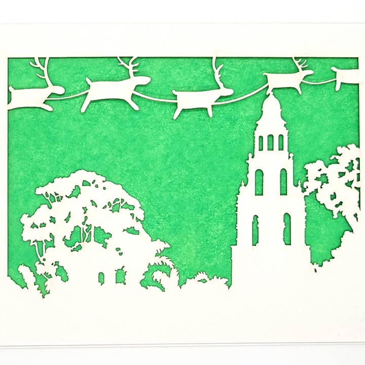 two hermanas – Großhandel Weihnachtskarte – Weihnachtsgrußkarte „Rentier over Balboa's Tower“6