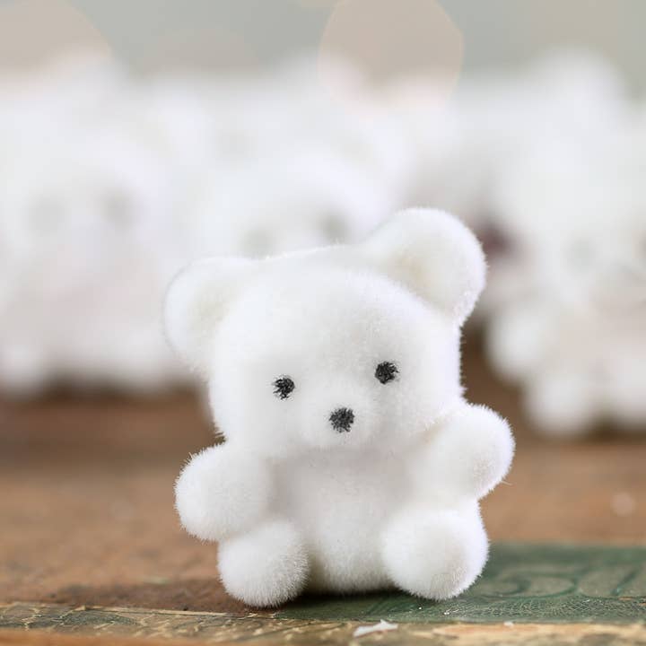 Factory Direct Craft - Wholesale Decorative tabletop object - 1" Miniature White Flocked Teddy Bears (Bag of 12)1