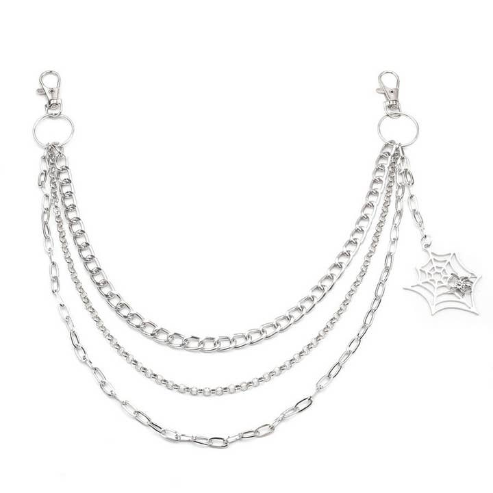 ACCITY - Wholesale Pants - Women's - PUNK STYLE SPIDER WEB JEANS CHAIN_CWMM06458