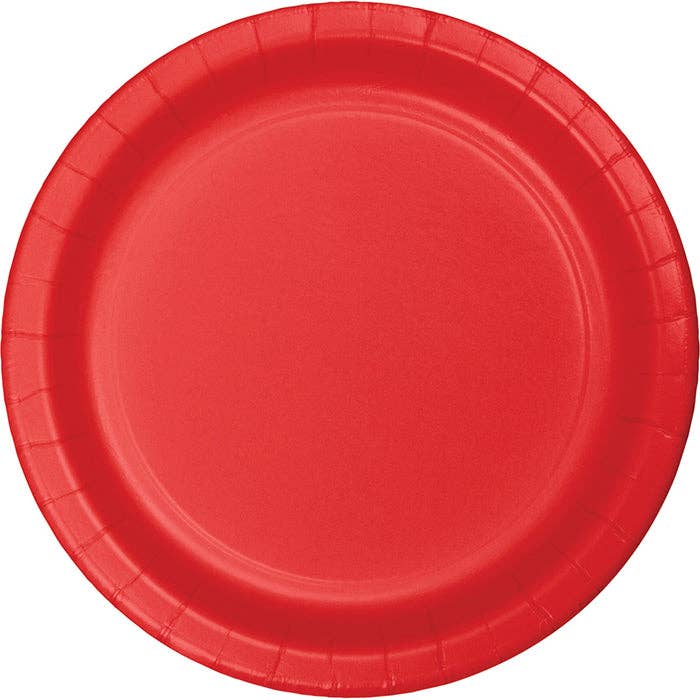 Classic Red 8.75 inch Paper Dinner Plates, 75/Pkg for wholesale by Bulk Party Decor