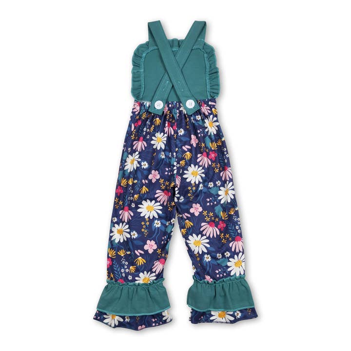 Yawoo Garments - Wholesale Overalls - Kids - Suspender floral leopard baby girls ruffle overalls3