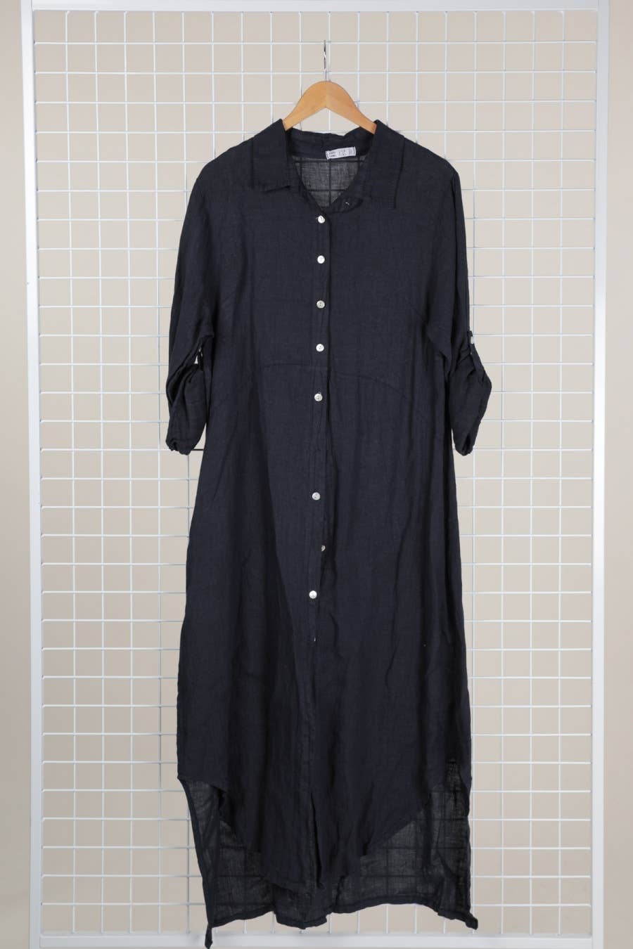 la maison des fibres naturelles - Wholesale Button Down Shirt - Women's - Long shirt dress 68036 100% LINEN16