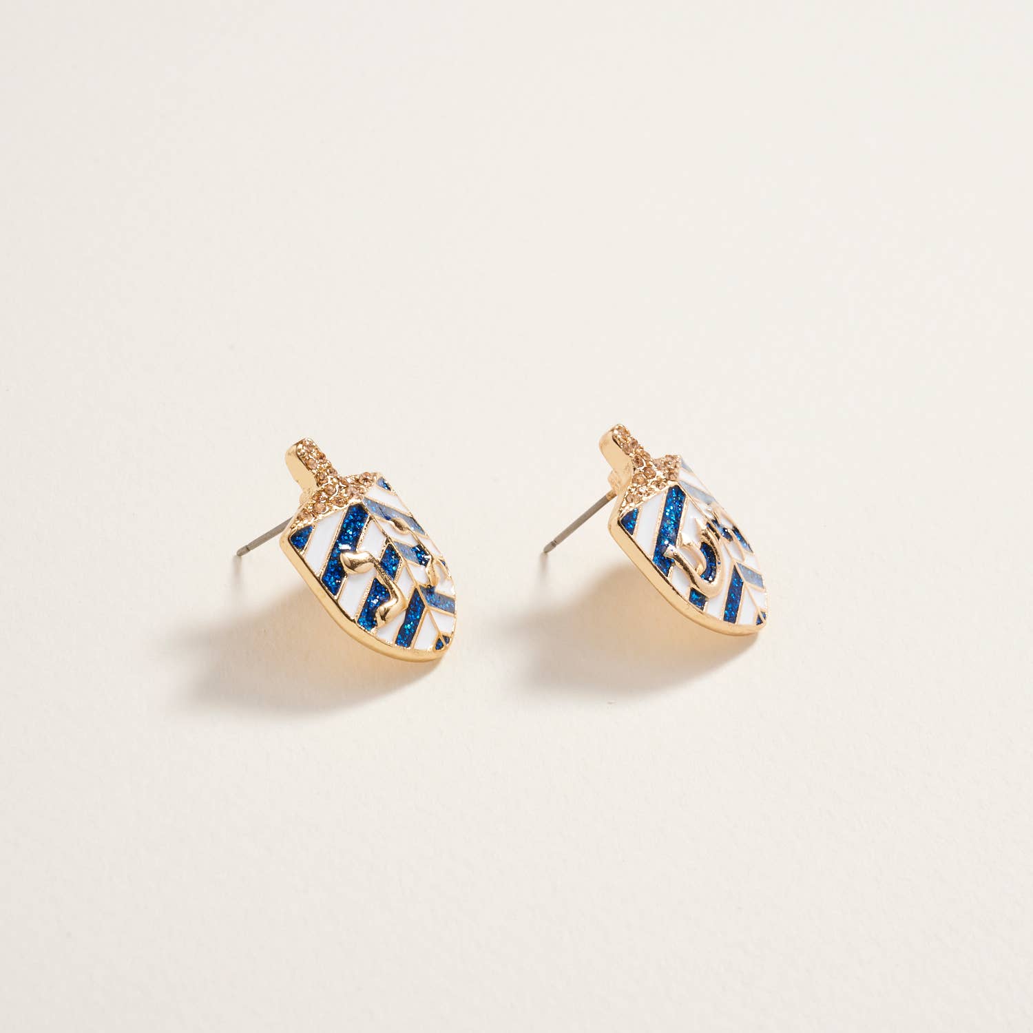 Designature New York - Wholesale Dangle Earrings - Hanukkah Glitter Dreidel Rhinestone Post Earrings2