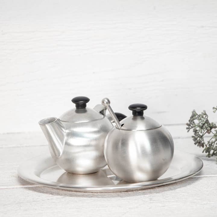 Conjunto para Leite e Açúcar - Prateado - Altura 8 cm por atacado de Antikas